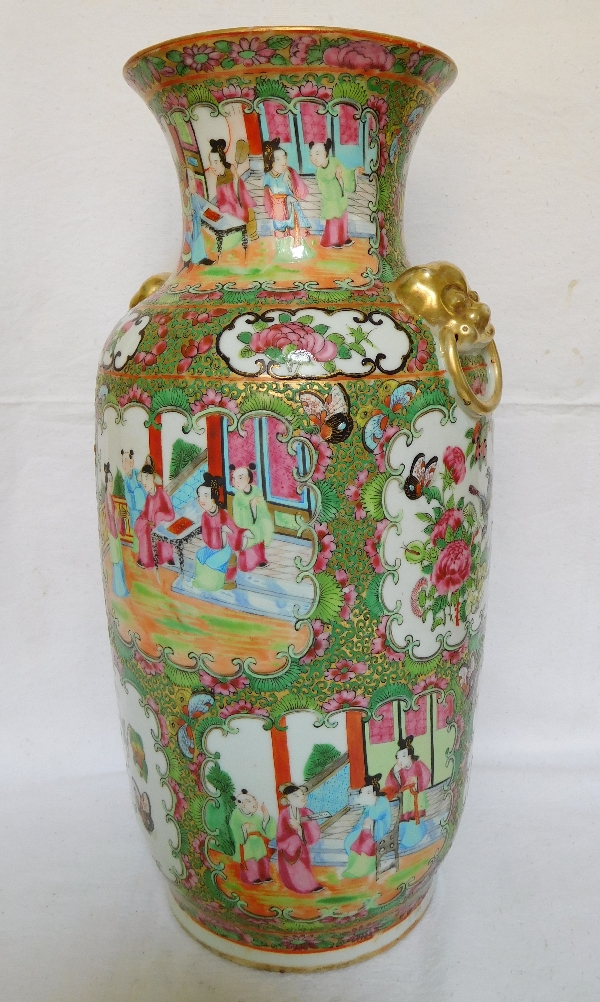 Grand vase potiche en porcelaine de Canton Chine fin XIXe siècle