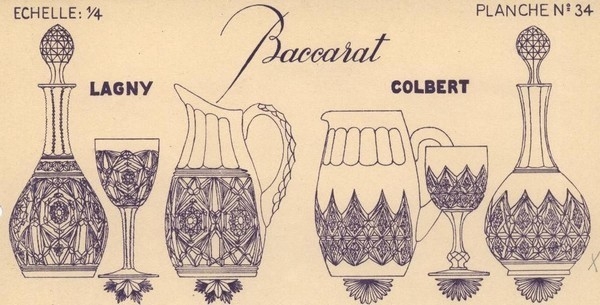 Verre à vin en cristal de Baccarat, modèle Lagny doré - 13cm