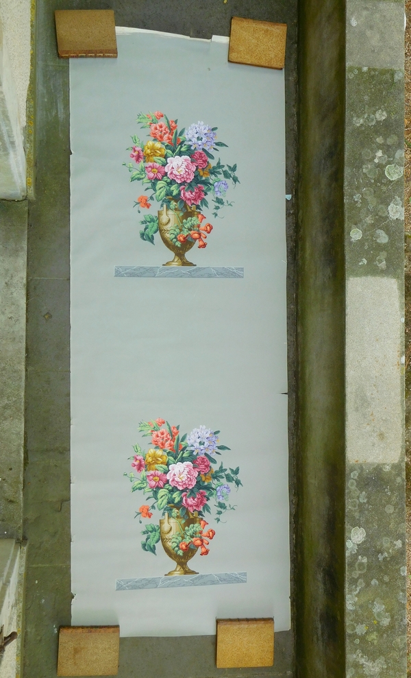 Zuber : set of 4 identical hand-painted door top wallpapers - Louis XVI style
