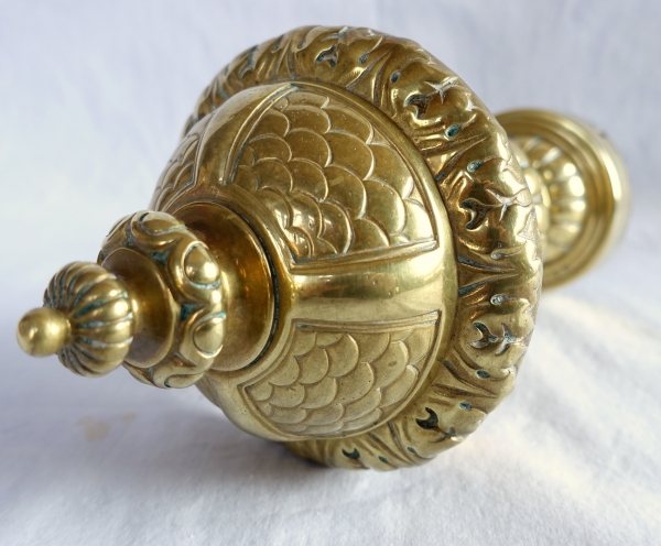 Boule de rampe d'escalier de château en bronze - style Louis XIV