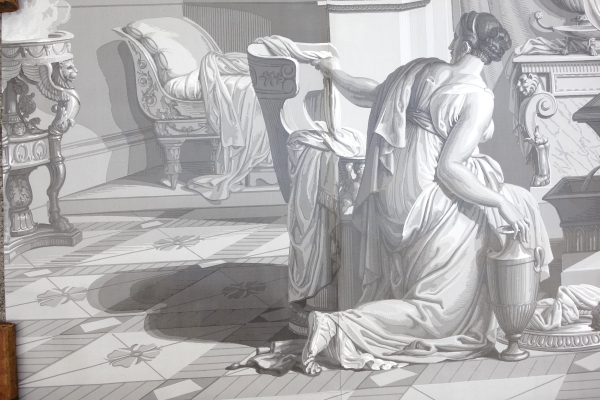 Large Empire style wall paper picturing Psyche's bath - mythological scene