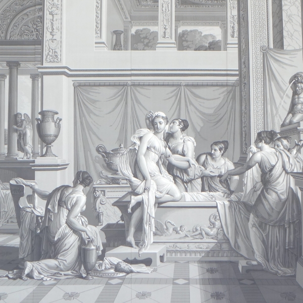 Large Empire style wall paper picturing Psyche's bath - mythological scene