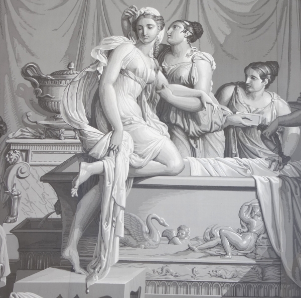 Large Empire style wall paper picturing Psyche's bath - mythological scene