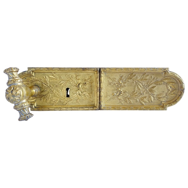 Louis XVI style gilt bronze double door lock for a castle / hotel particulier