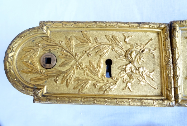 Louis XVI style gilt bronze double door lock for a castle / hotel particulier