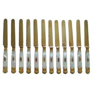 Antique French 12 vermeil & mother of pearl fruit knives, 19th century circa 1830