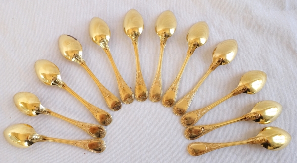 Set of 12 vermeil moka spoons (sterling silver), Empire style - silversmith Christofle