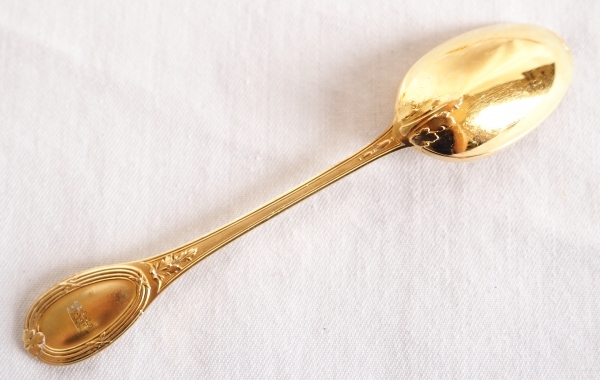 12 vermeil Louis XVI style coffee spoons, crown of Baron, late 19th century