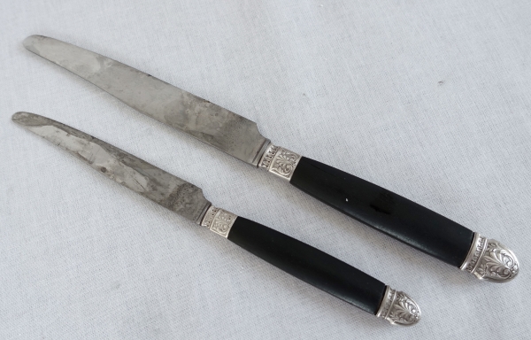 Empire style ebony and sterling silver knives set - 24 pieces