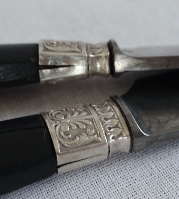 Empire style ebony and sterling silver knives set - 24 pieces