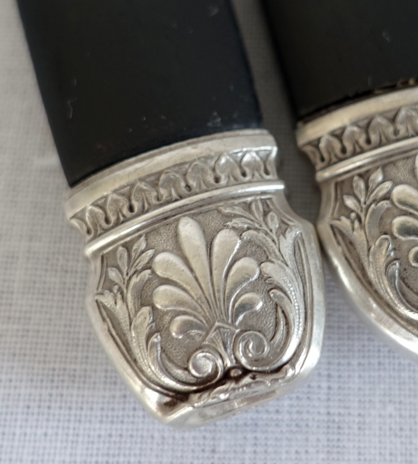 Empire style ebony and sterling silver knives set - 24 pieces