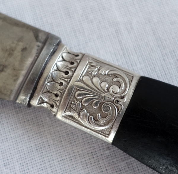 Empire style ebony and sterling silver knives set - 24 pieces