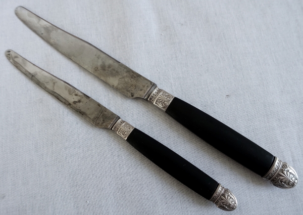 Empire style ebony and sterling silver knives set - 24 pieces