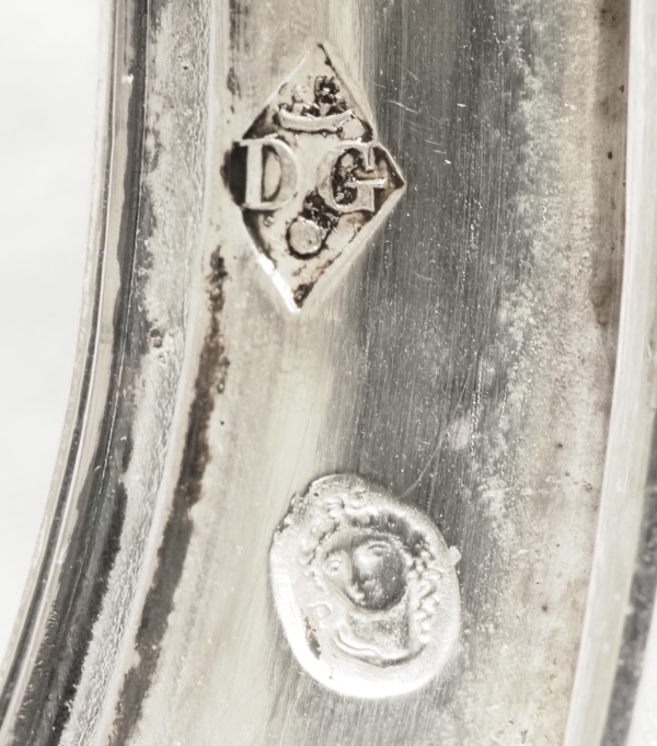 Suite de 4 salerons / salières Empire en argent massif - allégorie de l'amour fidèle - poinçon Coq