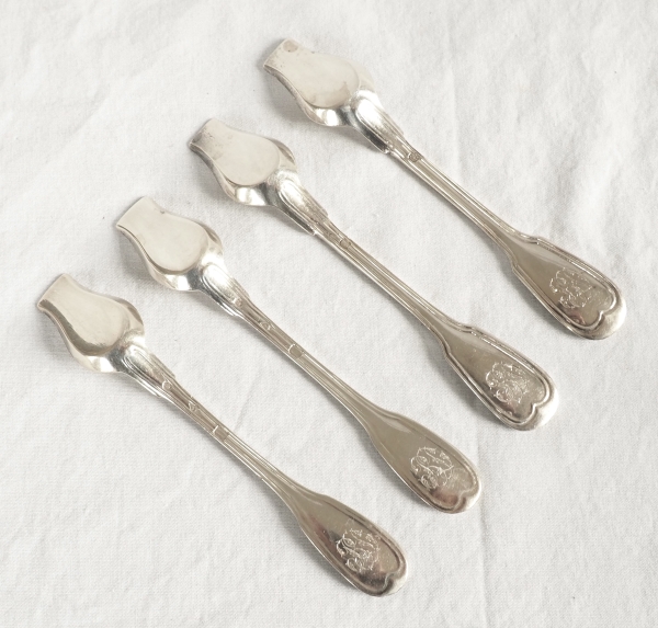 Suite de 4 salerons / salières Empire en argent massif - allégorie de l'amour fidèle - poinçon Coq