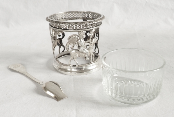 Suite de 4 salerons / salières Empire en argent massif - allégorie de l'amour fidèle - poinçon Coq