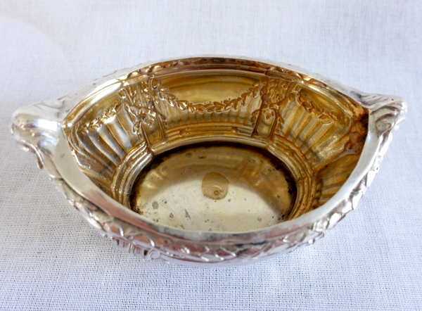 4 salières en argent massif vermeil, style Louis XVI, têtes de béliers par Puiforcat - poinçon Minerve