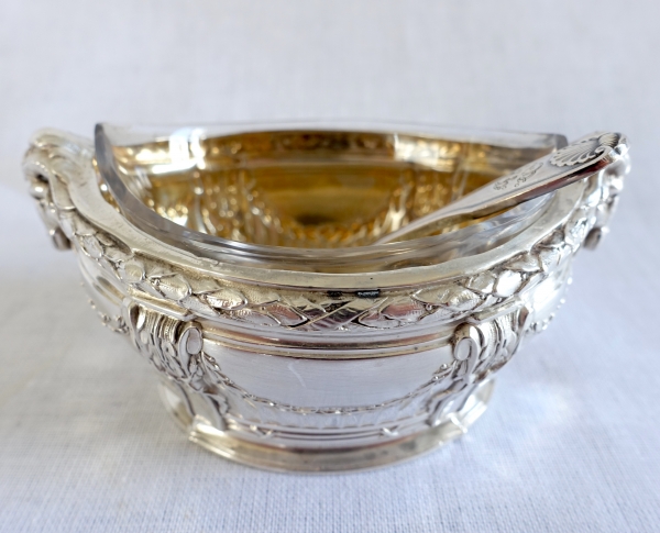 4 salières en argent massif vermeil, style Louis XVI, têtes de béliers par Puiforcat - poinçon Minerve