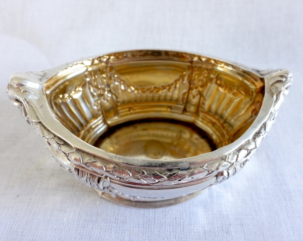 4 salières en argent massif vermeil, style Louis XVI, têtes de béliers par Puiforcat - poinçon Minerve