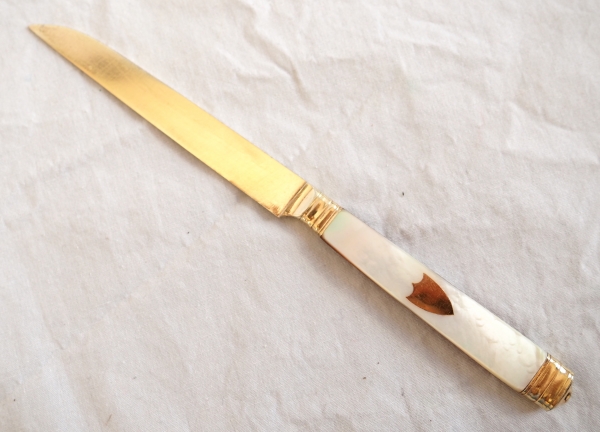 6 Empire vermeil and mother of pearl fruit knives (sterling silver) - early 19th century circa 1800