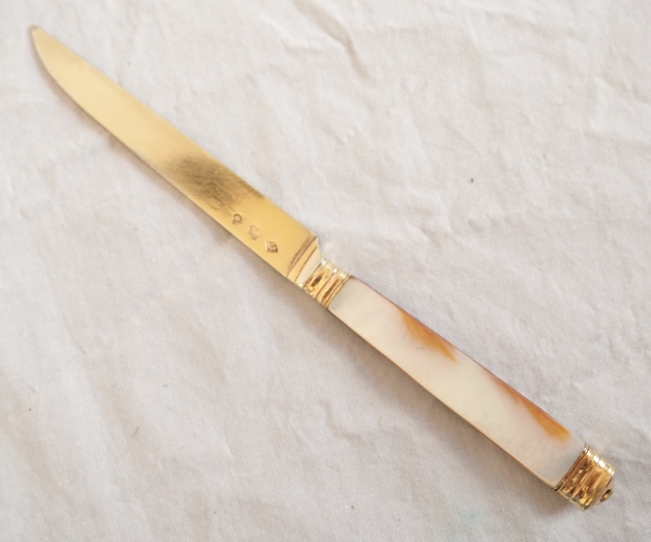 6 Empire vermeil and mother of pearl fruit knives (sterling silver) - early 19th century circa 1800