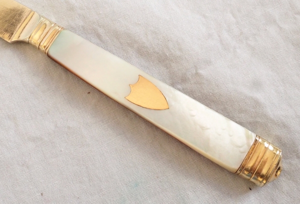 6 Empire vermeil and mother of pearl fruit knives (sterling silver) - early 19th century circa 1800