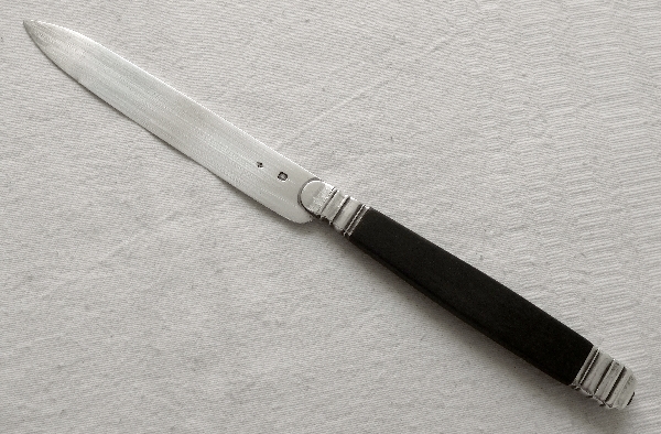 6 sterling silver and ebony knives