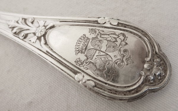 Puiforcat : antique French sterling silver dessert set, 12 pcs, Regence style