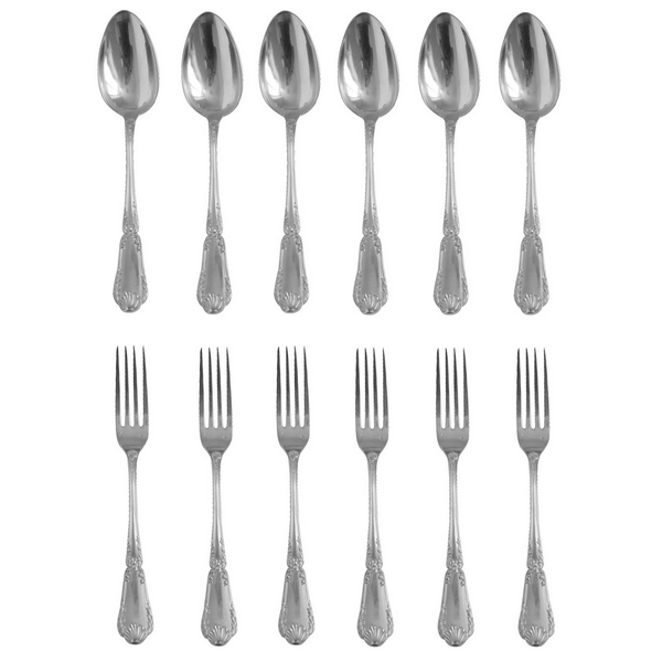 Puiforcat : Antique French sterling silver flatware for 6, Transition Louis XV-Louis XVI style