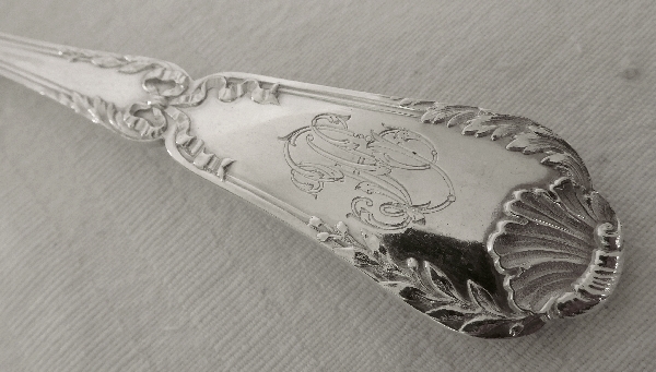 Puiforcat : Antique French sterling silver flatware for 6, Transition Louis XV-Louis XVI style
