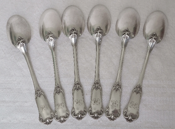 Puiforcat : 6 sterling silver coffee spoons, Louis XV style