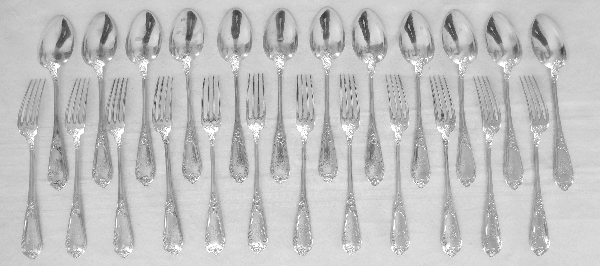 6 sterling silver Louis XV style dessert spoons, silversmith Henri Soufflot