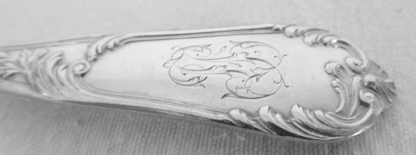 6 sterling silver Louis XV style dessert spoons, silversmith Henri Soufflot