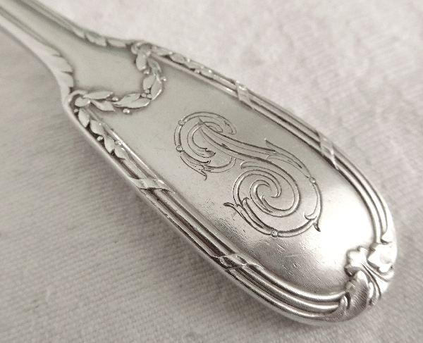 Sterling silver fish flatware, Louis XVI style, silversmith Puiforcat
