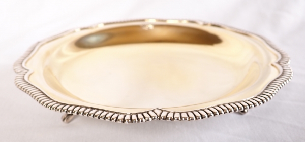 Sterling silver and vermeil serving plate, crown of Count engraved