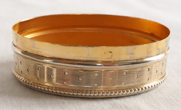 Sterling silver and vermeil pill box, late 19th century