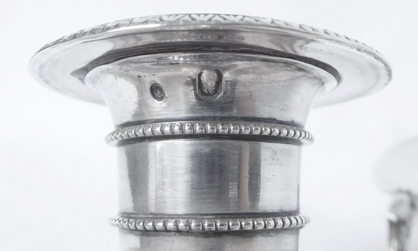 Sterling silver candle holder / chandelier, Empire style, early 19th century