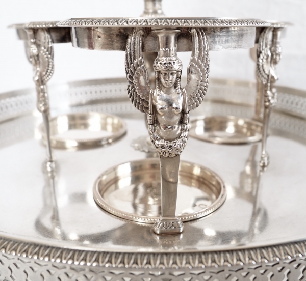 Empire sterling silver liquor serving set, early 19th century circa 1820