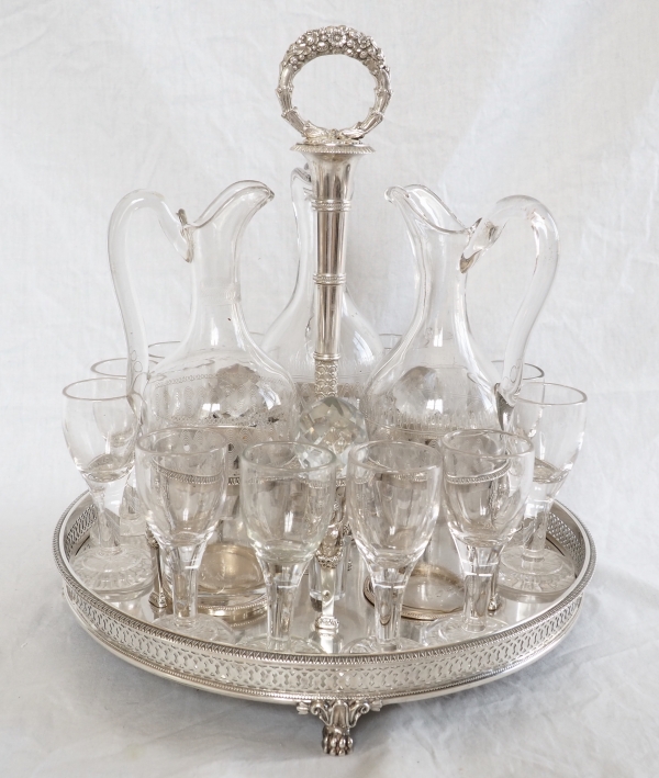 Empire sterling silver liquor serving set, early 19th century circa 1820