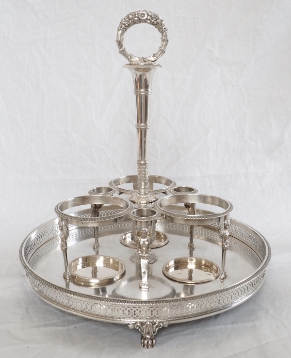 Empire sterling silver liquor serving set, early 19th century circa 1820