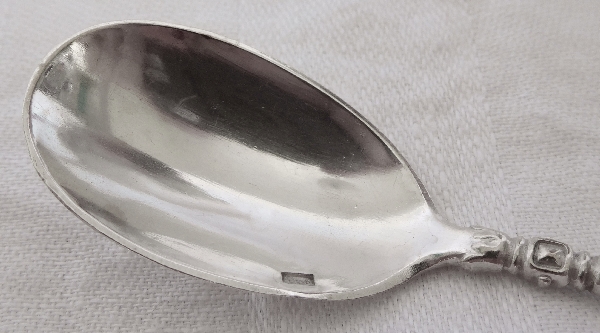 Antique sterling silver & vermeil egg cup and spoon, cracked eggshell & chicken feet
