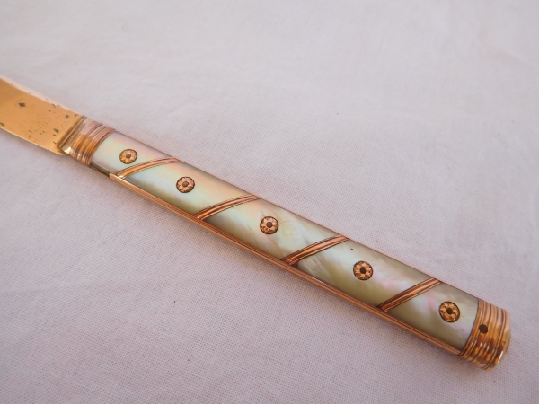 18th century mother of pearl, gold and vermeil knife