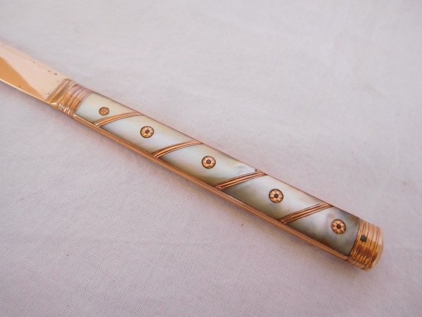 18th century mother of pearl, gold and vermeil knife