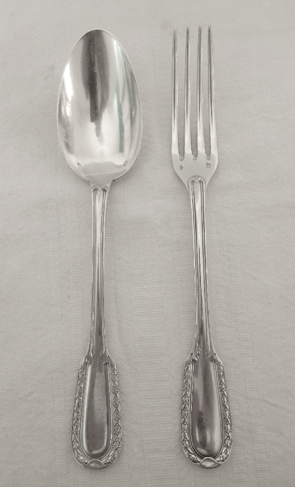 Puiforcat : Louis XVI style sterling silver cutlery set for a kid, Suffren pattern