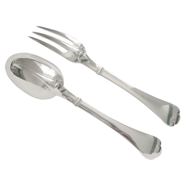 Puiforcat : sterling silver table set for one : a fork, a spoon, Richelieu pattern