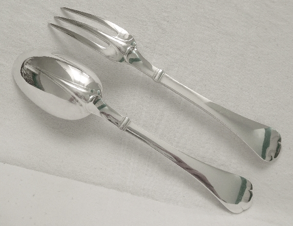 Puiforcat : sterling silver table set for one : a fork, a spoon, Richelieu pattern