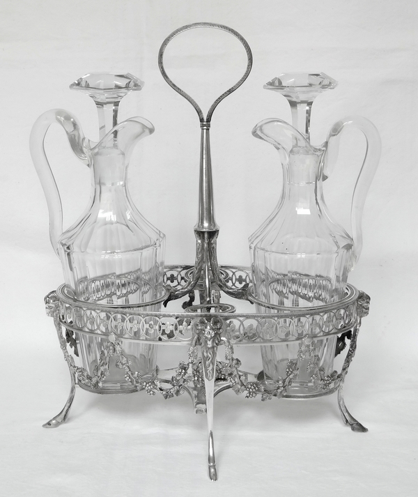Sterling silver oil & vinegar set, late 18th century (1798-1809)