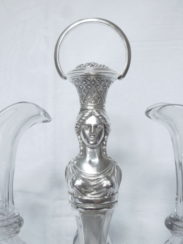 Empire sterling silver oil and vinegar set, early 19th century