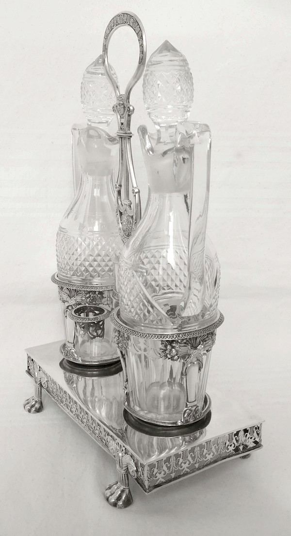 Sterling silver oil & vinegar set, early 19th century