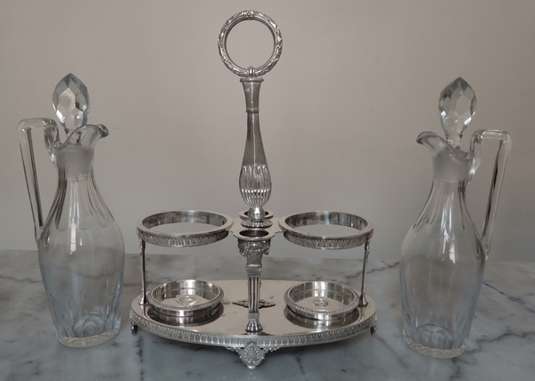 Sterling silver oil and vinegar set, 1819-1838